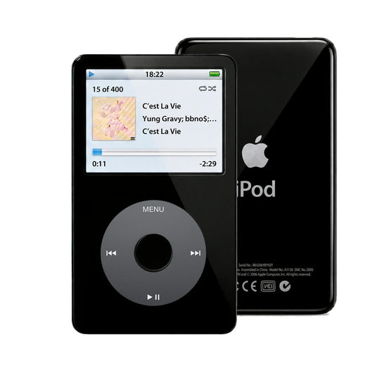 Black refurbished iPod Video 5.5 Gen with Black click wheel and Black back plate